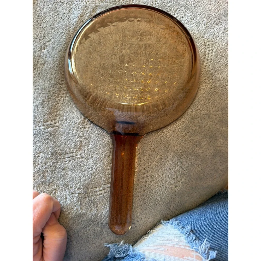 Visions by Corning Amber Glass 7 Inch Skillet Waffle Bottom V-20-B USA Made